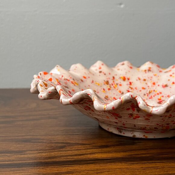 Handmade Studio Art Pottery Ruffled Bowl Signed Robin Mid Century Modern - Picture 3 of 13